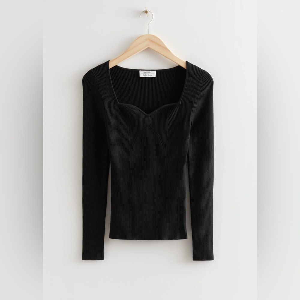 & Other Stories Fitted Sweetheart Neck Ribbed Top Size XS - Picture 2 of 6